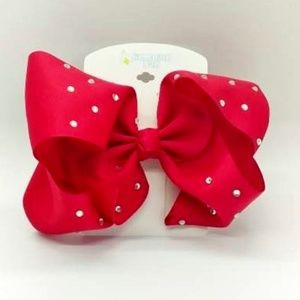 Lightning Bug Girls Rhinestone Jumbo Bow RED